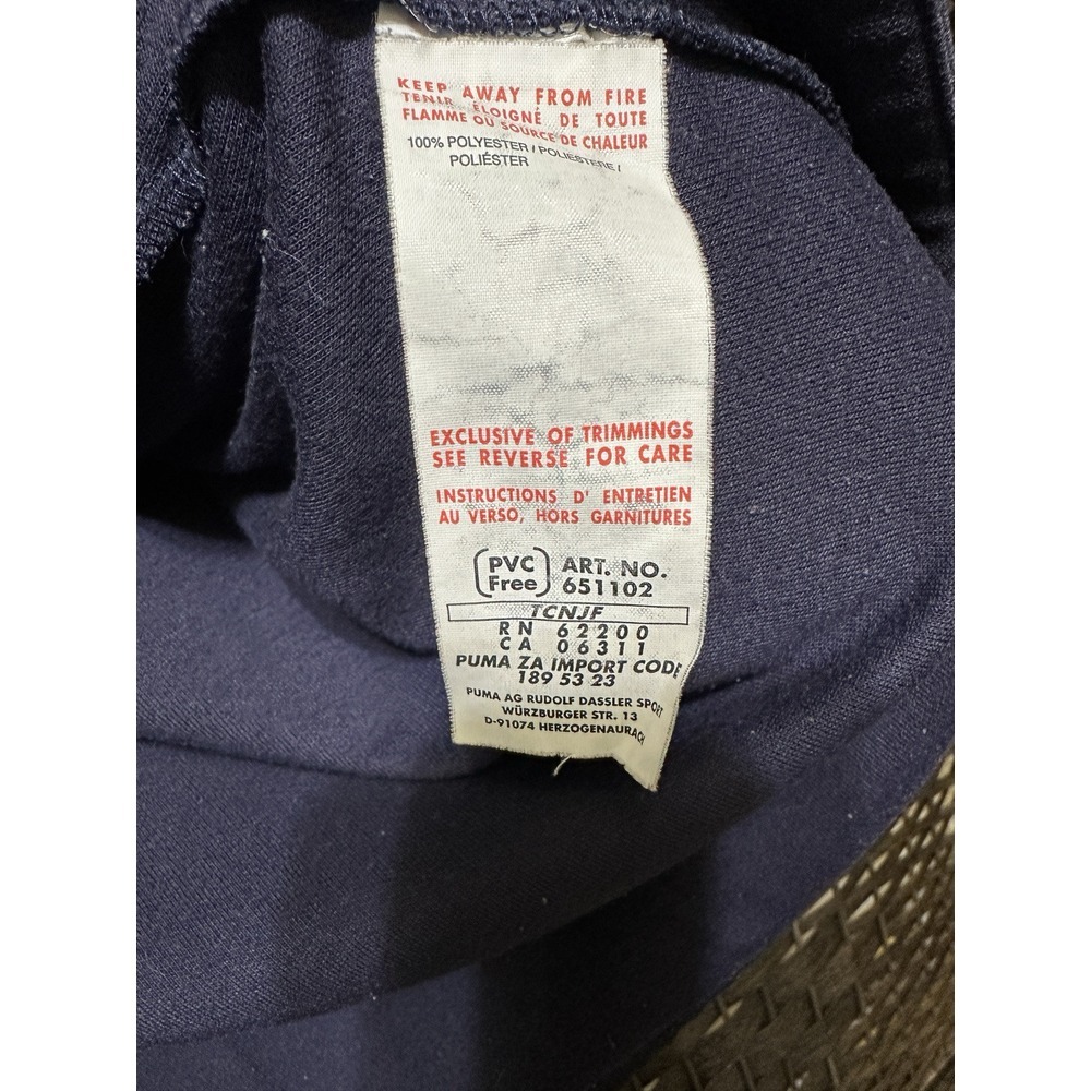 PUMA Mens Track Jacket L Long Sleeve Full Zip Navy Blue white stripe LARGE VTG - Picture 5 of 10